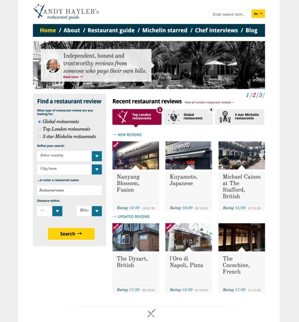 Andy Haylers Restaurant Guide food and restaurant critic www.andyhayler.com 1